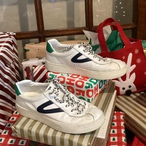 Tretorn Kids White and Green Sneakers